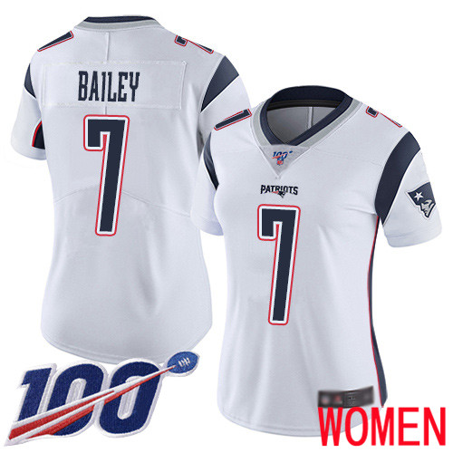 New England Patriots Football #7 Vapor Untouchable 100th Season Limited White Women Jake Bailey Road NFL Jersey